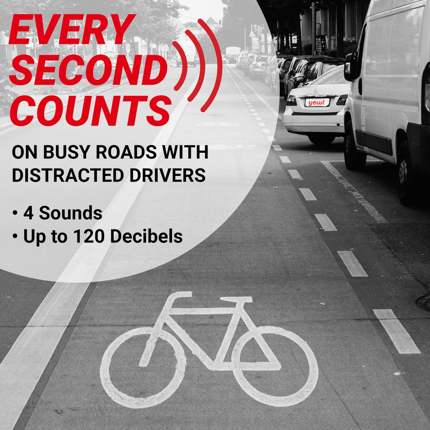 Yowl Rechargeable Bike Horn with Squeeze Trigger for Instant Alerts (Right Handlebar | Black)