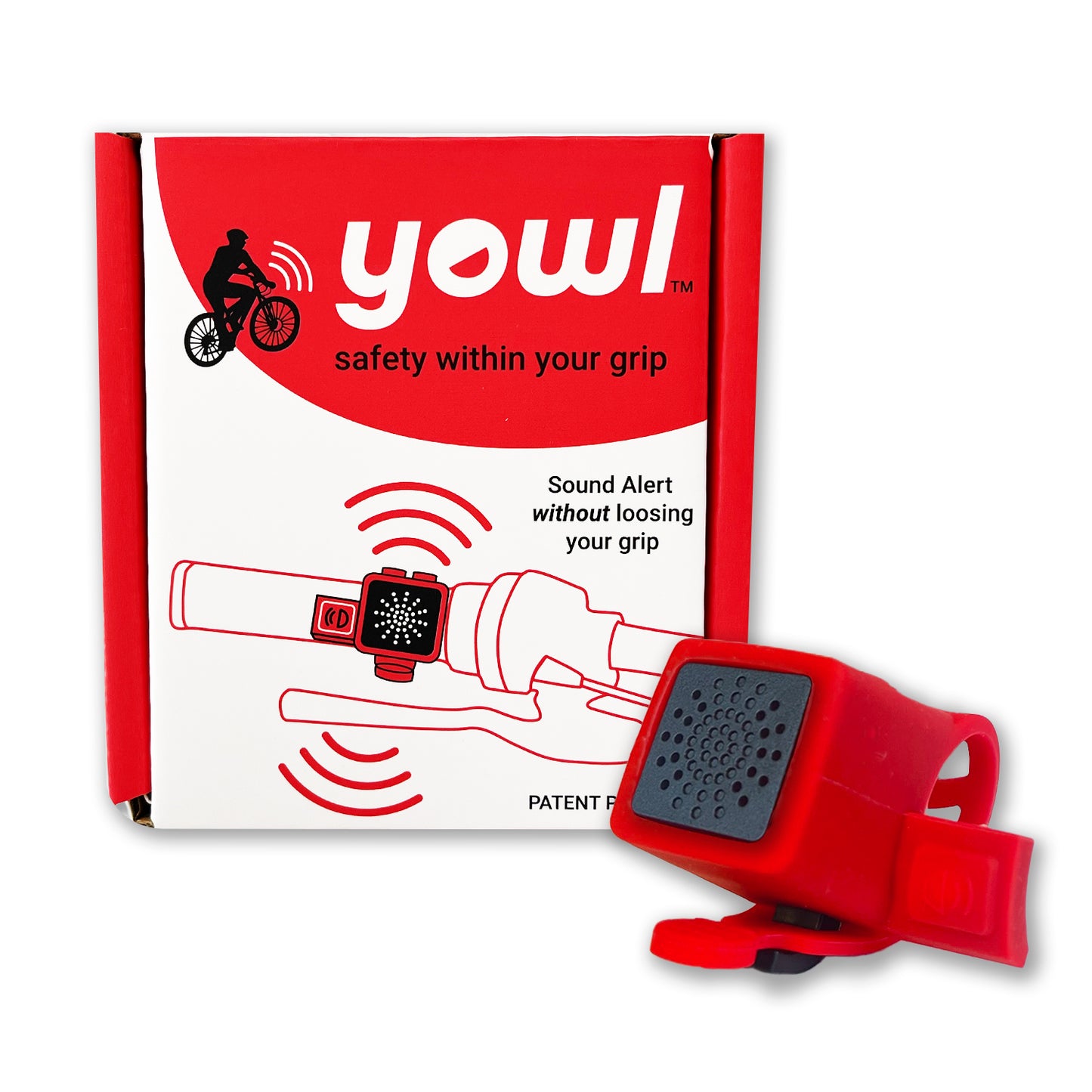 Yowl Rechargeable Bike Horn with Squeeze Trigger for Instant Alerts (Left Handlebar | Red)