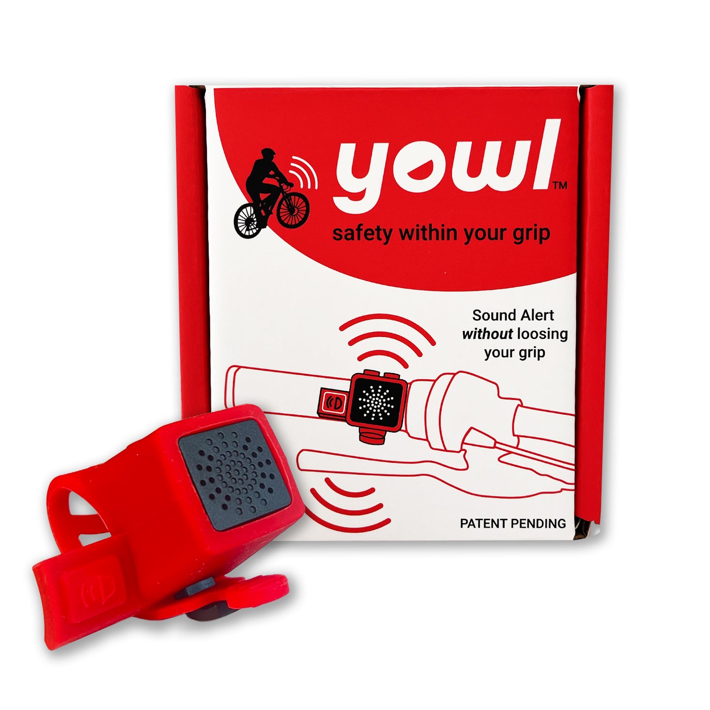 Yowl Rechargeable Bike Horn with Squeeze Trigger for Instant Alerts (Right-Handlebar | Red)